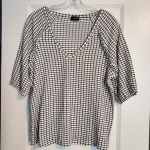Crosby Ruffled Box Plaid Puff Sleeve Top sz.M